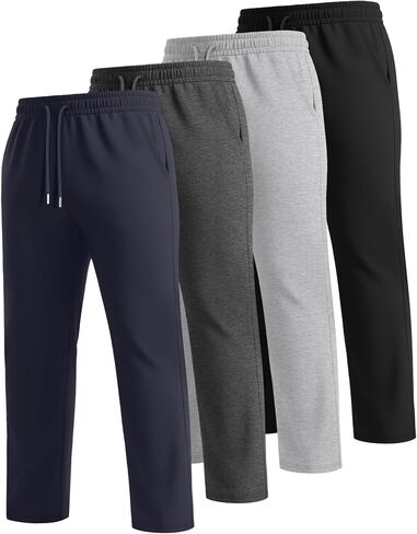 4 Pack Men's Big and Tall Sweatpants Athletic Workout Joggers Baggy Lounge Drawstring Plus Size Pants with 3 Pockets in Saudi Arabia