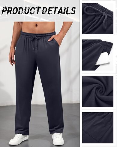 4 Pack Men's Big and Tall Sweatpants Athletic Workout Joggers Baggy Lounge Drawstring Plus Size Pants with 3 Pockets in Saudi Arabia