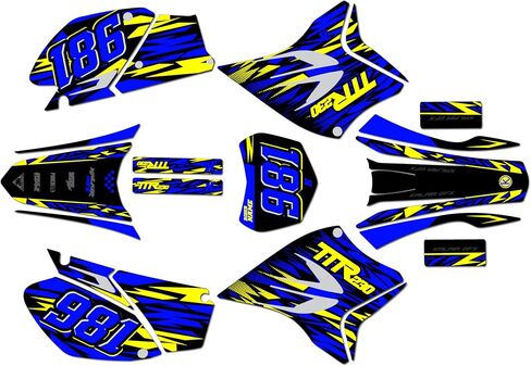 Graphics Kit for Yamaha TTR230 (2005-2023) Twitch Series Blue 16 Mil-Dirt Bike Custom Racing Graphics Decals Stickers Kit, no-Plastics in Saudi Arabia
