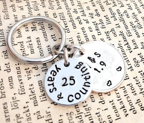 Tucker's Trinkets And Treasures 25 Years & Counting, 25th Anniversary Year Quarter Key Chain, 25th Wedding Anniversary in Saudi Arabia