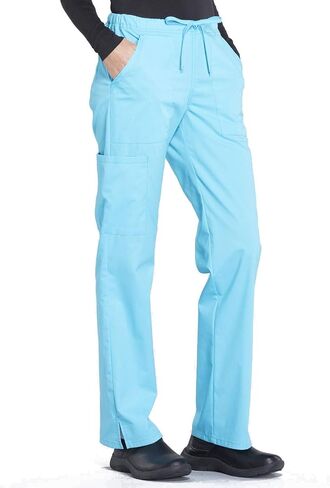 Cherokee Scrub Pant for Women Mid Rise Straight Leg Drawstring Bottom with 5 Pockets, Soft Stretchy & Durable Fabric - WW160 in Saudi Arabia
