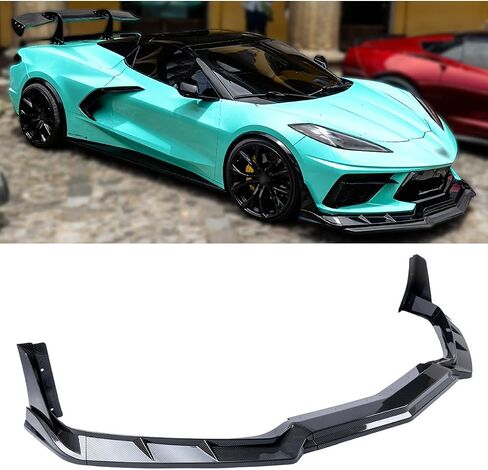 7Pcs Front Lip Compatible with 2020-2025 Chevy Corvette C8 Z51, Bumper Air Dam Lower Chin Splitter Protection Body Kit Fits for 2020 2021 2022 2023 2024 2025 (Glossy Black) in Saudi Arabia