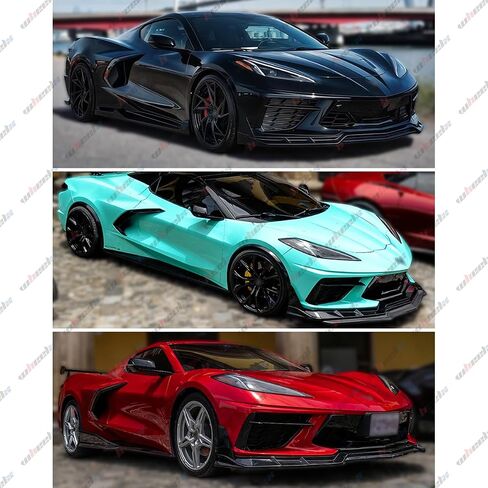 7Pcs Front Lip Compatible with 2020-2025 Chevy Corvette C8 Z51, Bumper Air Dam Lower Chin Splitter Protection Body Kit Fits for 2020 2021 2022 2023 2024 2025 (Glossy Black) in Saudi Arabia