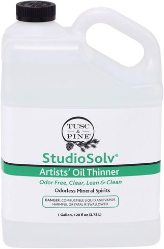 Tusc & Pine StudioSolv™ Odorless Mineral Spirits Gallon - Purified Odor-Free Spirit Solvent for Thinning Oils, Artists, Painting Thinner, Professionals, & More! in Saudi Arabia