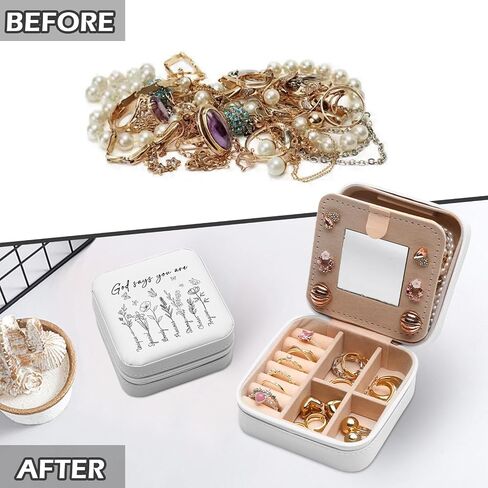 Christian Gifts for Women Girls, Bible Verse Travel Jewelry Box, Portable Jewelry Organizer Case with Flowers, Religious Inspirational Catholic Spiritual Gifts for Friend, Sister, Mom in Kuwait
