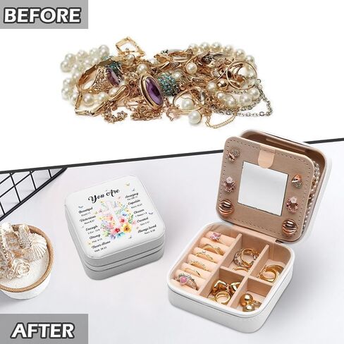 Christian Gifts for Women Girls, Bible Verse Travel Jewelry Box, Portable Jewelry Organizer Case with Flowers, Religious Inspirational Catholic Spiritual Gifts for Friend, Sister, Mom in Kuwait