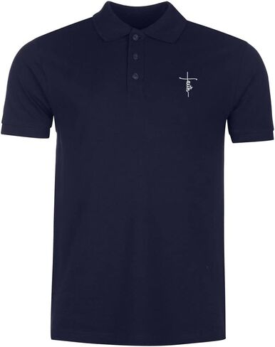 Mens Polo Shirts Cross Faith Embroidered Short Sleeve Polo Shirt Cotton Tennis Shirts for Men in Saudi Arabia