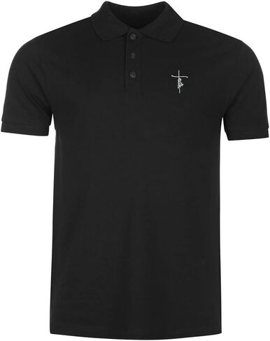 Mens Polo Shirts Cross Faith Embroidered Short Sleeve Polo Shirt Cotton Tennis Shirts for Men in Saudi Arabia