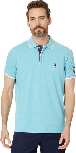 U.S. POLO ASSN. Men's Piped Heather Pique Polo Shirt in Saudi Arabia