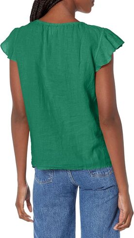 Velvet by Graham & Spencer Women's Irene Woven Linen Flutter Sleeve Blouse in Saudi Arabia