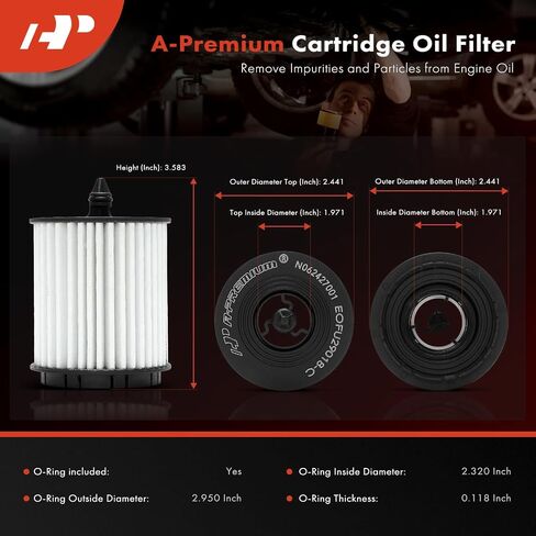 A-Premium 20K Miles Upgrated Protection Oil Filter Compatible with Chevrolet & GMC & Buick & Saab & Oldsmobile & Pontiac & Saturn & Fisker Models - Equinox, Malibu, Impala, Terrain, LaCrosse in Saudi Arabia