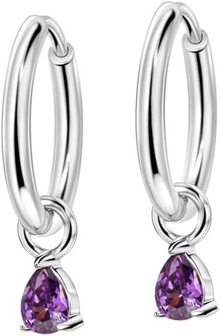 FANSING Lightweight Drop Dangle Huggie Earrings for Women with Teardrop Birthstone Ornament 18k Gold Plated 316L Surgical Steel in Saudi Arabia