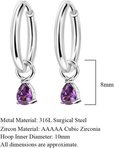 FANSING Lightweight Drop Dangle Huggie Earrings for Women with Teardrop Birthstone Ornament 18k Gold Plated 316L Surgical Steel in Saudi Arabia