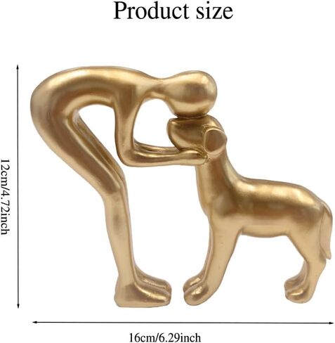 Silver Human and Dog Statue Decoration, Cute Pet Sculpture Home Decor Tabletop Ornament Office Living Room Bedroom Home, for Dog Lovers Friends Family Decoration in Saudi Arabia