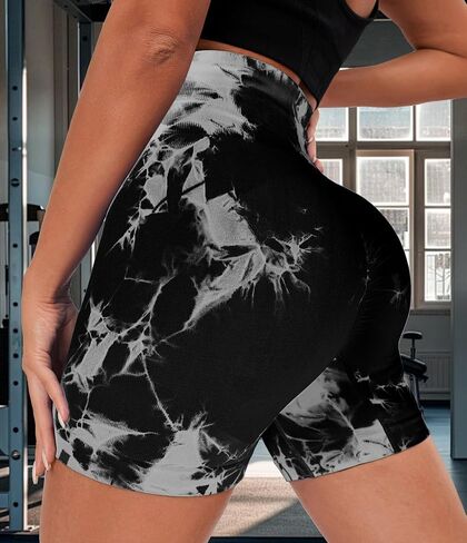 Seamless Tie Dye Workout Shorts for Women High Waisted Scrunch Butt Cycling Yoga Shorts in Saudi Arabia