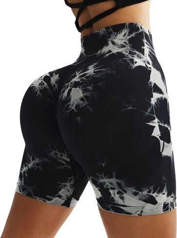 Seamless Tie Dye Workout Shorts for Women High Waisted Scrunch Butt Cycling Yoga Shorts in Saudi Arabia