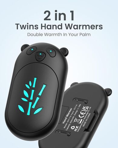 Hand Warmers Rechargeable 2 Pack, 6000mAh Electric Hand Warmer Reusable, 20Hrs Long Heating, Portable Pocket Heater Handwarmer for Women Men, Outdoor Camping, Hunting Gear in Kuwait