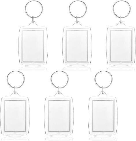 6 قطع سلسلة مفاتيح مخصصة لصورة 1.7 × 1.1، سلسلة مفاتيح صورة فارغة مزدوجة الجوانب، سلاسل مفاتيح أكريليك فارغة، سلاسل مفاتيح مخصصة، هدية تخرج مخصصة للرجال والنساء (شفاف) in Kuwait