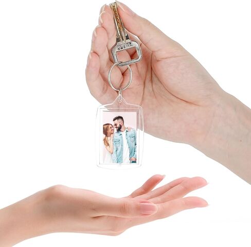 6 قطع سلسلة مفاتيح مخصصة لصورة 1.7 × 1.1، سلسلة مفاتيح صورة فارغة مزدوجة الجوانب، سلاسل مفاتيح أكريليك فارغة، سلاسل مفاتيح مخصصة، هدية تخرج مخصصة للرجال والنساء (شفاف) in Kuwait
