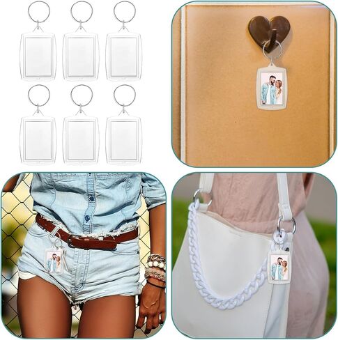 6 قطع سلسلة مفاتيح مخصصة لصورة 1.7 × 1.1، سلسلة مفاتيح صورة فارغة مزدوجة الجوانب، سلاسل مفاتيح أكريليك فارغة، سلاسل مفاتيح مخصصة، هدية تخرج مخصصة للرجال والنساء (شفاف) in Kuwait