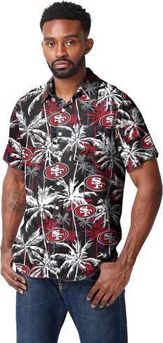 FOCO Men's Jacksonville Jaguars NFL Team Logo Aloha Tropical Button Up Shirt, Black Floral in Saudi Arabia