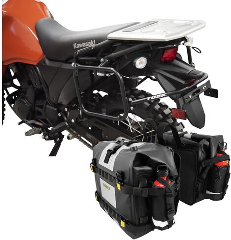 TUSK Pannier Racks with Nelson Rigg Hurricane Dry Saddlebags Black for Kawasaki KLR650 S ABS 2023-2024 in Saudi Arabia