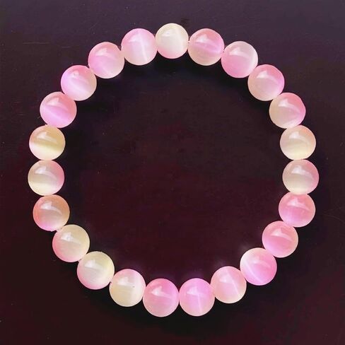 Cat's Eye Stone Bracelets for Women Men Handmade Natural Crystal Gemstone Beaded Stretch Bracelet Round Beads Yoga Bracelets in Saudi Arabia