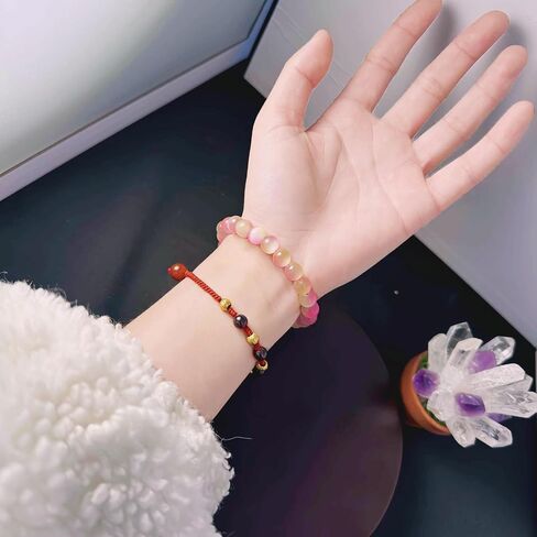 Cat's Eye Stone Bracelets for Women Men Handmade Natural Crystal Gemstone Beaded Stretch Bracelet Round Beads Yoga Bracelets in Saudi Arabia