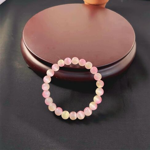 Cat's Eye Stone Bracelets for Women Men Handmade Natural Crystal Gemstone Beaded Stretch Bracelet Round Beads Yoga Bracelets in Saudi Arabia