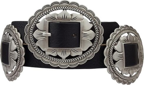 Popular Western Floral Concho Belt (Black, S/M) in Saudi Arabia