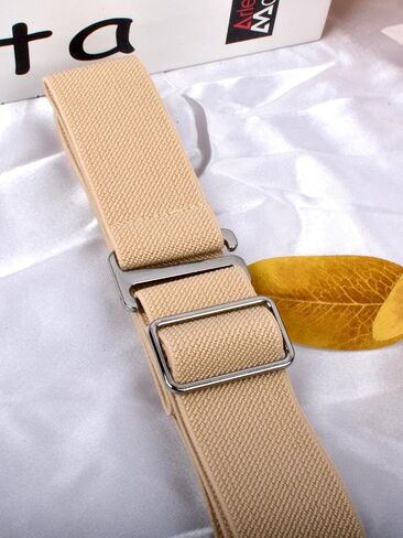 Generic 2 Pack Women's Invisible Elastic Belt, Stretch Belt for Women, Adjustable Strap Belt with Flat Buckle, Black, Khaki, Size Adjustable in Saudi Arabia