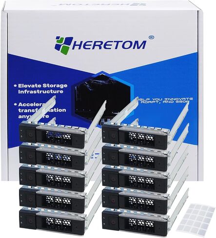 10-Pack Hard Drive Tray Caddy 3.5 HDD SSD Caddy X7K8W Hard Drive Bracket | Compatible for Dell PowerEdge 17th/16th/15th/14th Generation R470 R570 R440 R540 R640 R740 R750 R650 R660 R760 R760xs in Saudi Arabia