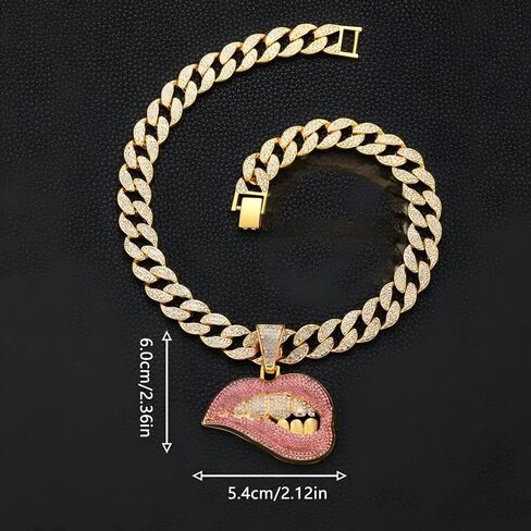 Hip Hop Cuban Chain Necklace – 18K Gold Plated & Sterling Silver | 300+ Handset Crystals | Customizable Pendants | Unisex Gift Set in Saudi Arabia