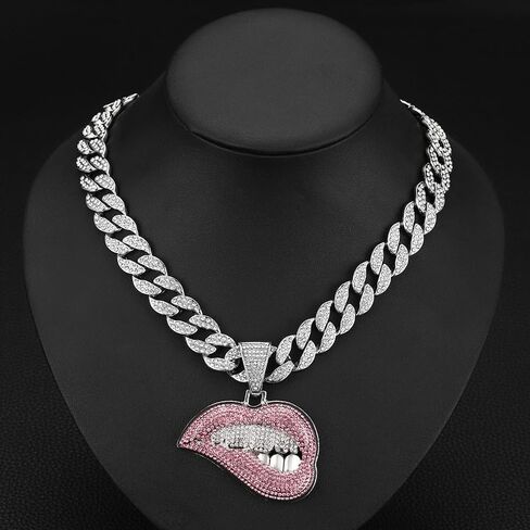 Hip Hop Cuban Chain Necklace – 18K Gold Plated & Sterling Silver | 300+ Handset Crystals | Customizable Pendants | Unisex Gift Set in Saudi Arabia