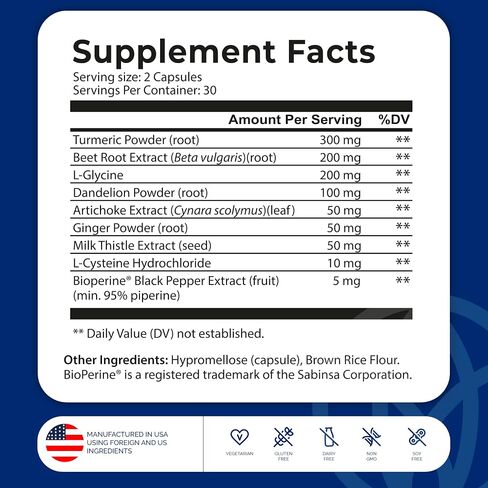 Liver Wellness - Liver Cleanse Detox & Repair for Liver Health with Artichoke Extract, Milk Thistle, Dandelion Root, Beet Root, Turmeric & More - Vegetarian, Non-GMO, Gluten-Free, Made in USA in Saudi Arabia
