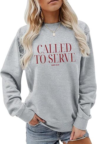 Christian Sweatshirts for Women Faith Jesus Called To Serve Graphic Sweatshirt God Religious Hoodie Pullover Tops in Saudi Arabia