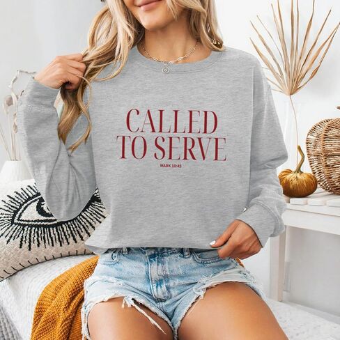 Christian Sweatshirts for Women Faith Jesus Called To Serve Graphic Sweatshirt God Religious Hoodie Pullover Tops in Saudi Arabia
