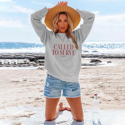 Christian Sweatshirts for Women Faith Jesus Called To Serve Graphic Sweatshirt God Religious Hoodie Pullover Tops in Saudi Arabia