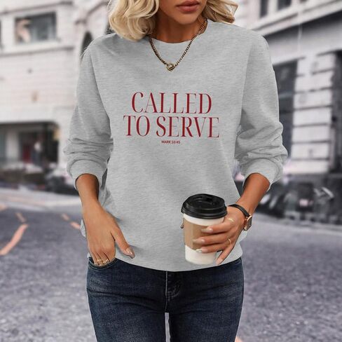 Christian Sweatshirts for Women Faith Jesus Called To Serve Graphic Sweatshirt God Religious Hoodie Pullover Tops in Saudi Arabia