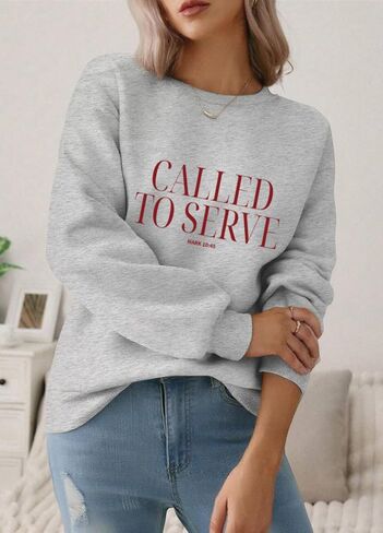 Christian Sweatshirts for Women Faith Jesus Called To Serve Graphic Sweatshirt God Religious Hoodie Pullover Tops in Saudi Arabia