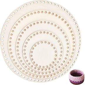 PH PandaHall 5 Sizes Natural Wooden Basket Bottom, Round Circle Blank Crochet Basket Wood Base Cut for DIY Basket Weaving Crochet Supplies, BurlyWood, 3.9/5.9/7.9/9.9/11.9 inch in Kuwait