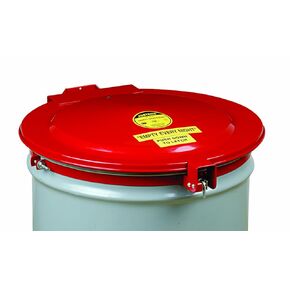 Justrite 26753 New Self-Latching Safety Drum Cover, Red