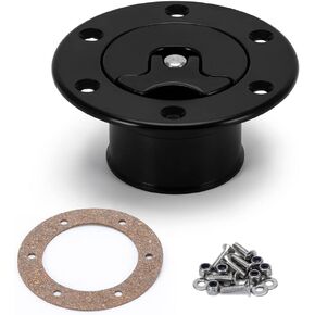 Billet Aluminum Aircraft Style Fuel Cell Gas Cap With 6 Hole Anodized Non-vented Black