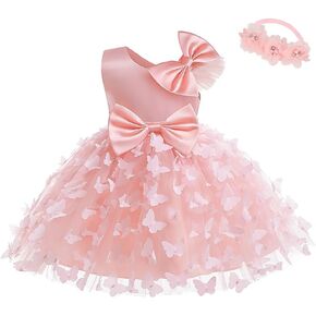 LZH Baby Girl Dress,Toddler Girls Birthday Party Dress Butterfly Tutu Dress | Soft Fabric, Baby Christening Baptism Dress,3D Butterfly Toddler Girls Tutu Dress for Christmas, Easter,Pageants Party 0-24M in Kuwait