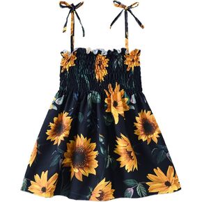 Toddler Baby Girl Summer Outfit Sunflower Dino Dresses Butterfly Princess Sundress Age 1-6 Years