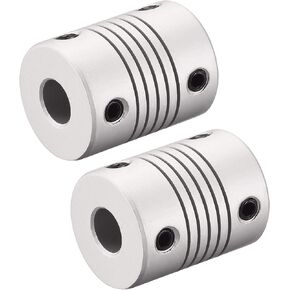 uxcell 7mm to 10mm Aluminum Alloy Shaft Coupling Flexible Coupler Motor Connector Joint L25xD19 Silver,2pcs