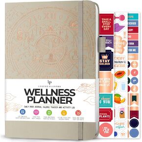 Legend Wellness Planner & Food Journal Pocket – Daily Diet & Health Journal with Weight Loss, Measurement & Exercise Trackers – Lifestyle & Nutrition Diary – Lasts 6 Months, 3.9x6.3″ – Black