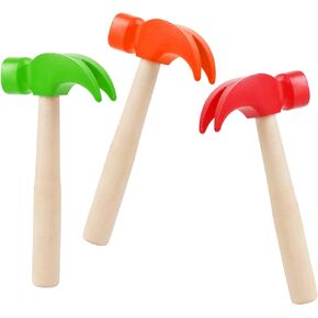 Fowecelt 3 Pack Wooden Hammer Toys Simulation Hammers Maintenance Tools Educational Toys for Kids Birthday Party Games Supplies
