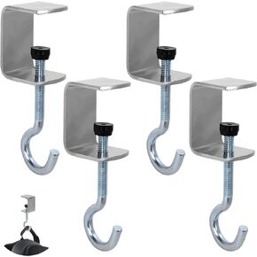 4pcs Desk Mount Bag Holder Hook, Metal Under Table Purse Hook Adjustable Desk Hanger Clip Portable Headphones Holder Clamp Organizer for Women Girls Handbag, Reducing Clutter