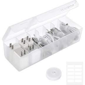 BTSKY Plastic Cable Organizer Box Charging Cable Organizer with 2 Lids 7 Compartments Cord Organizer Box with Ties & Labels, Small Desk Electronic Accessories Storage Organizer Green